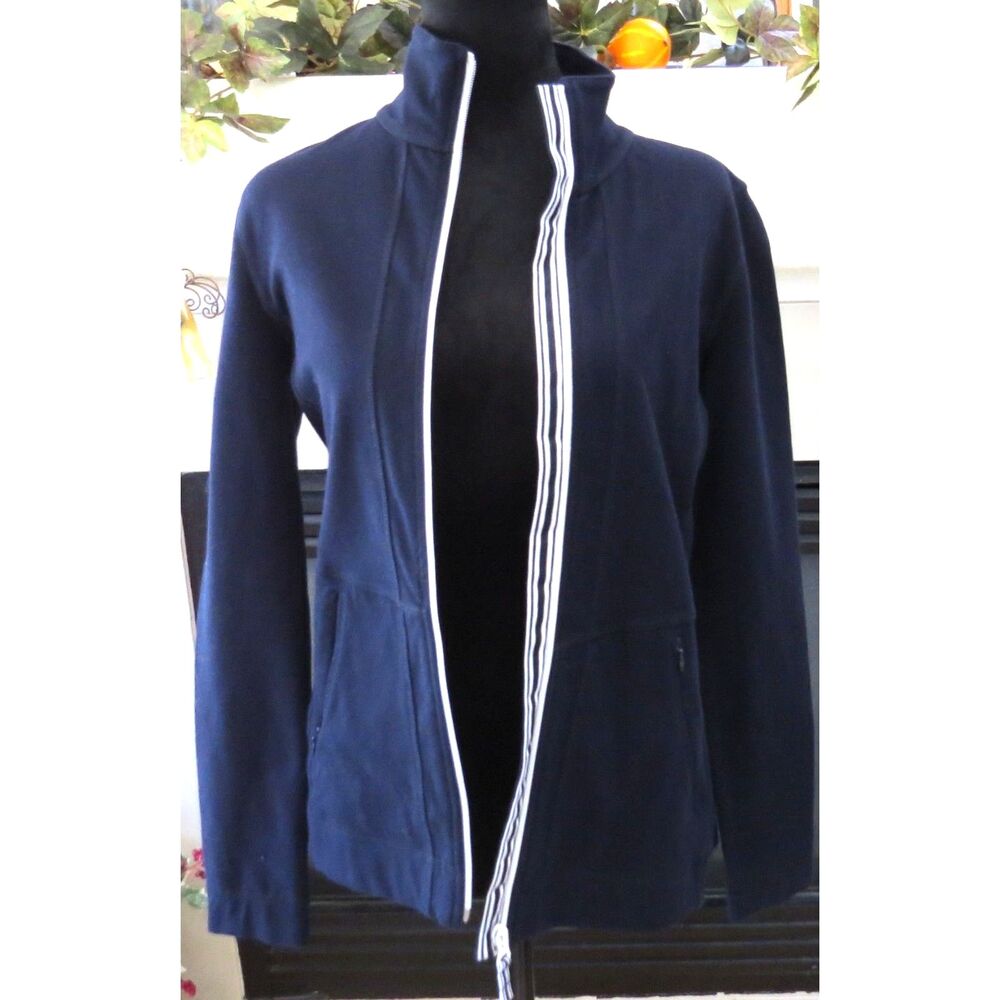 Talbots Women's Everyday Yoga Jacket Navy Blue XS EUC - Picture 2 of 9